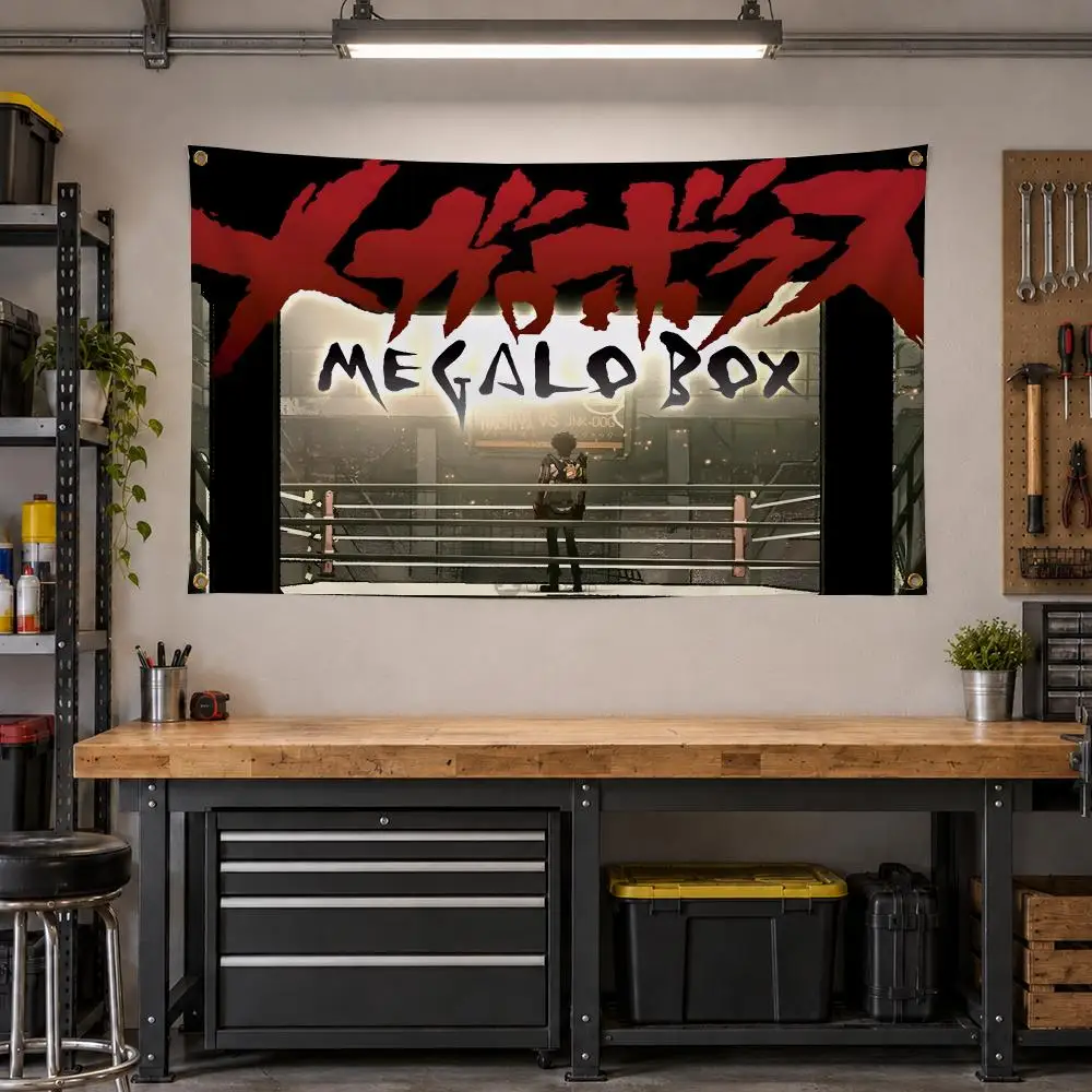 Anime Megalo Box Cyber Boxing Flags Personalized Banner Flag Room Dorm Camping Picnic Garage Bar Outdoor Wall Decor