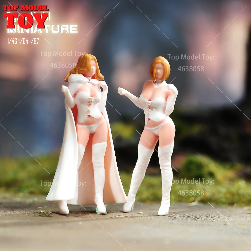 Painted Miniatures 1/64 1/43 1/87 Queen White Cloak Yellow Hair Female Scene Figure Dolls Unpainted Model For Cars Vehicles Toy