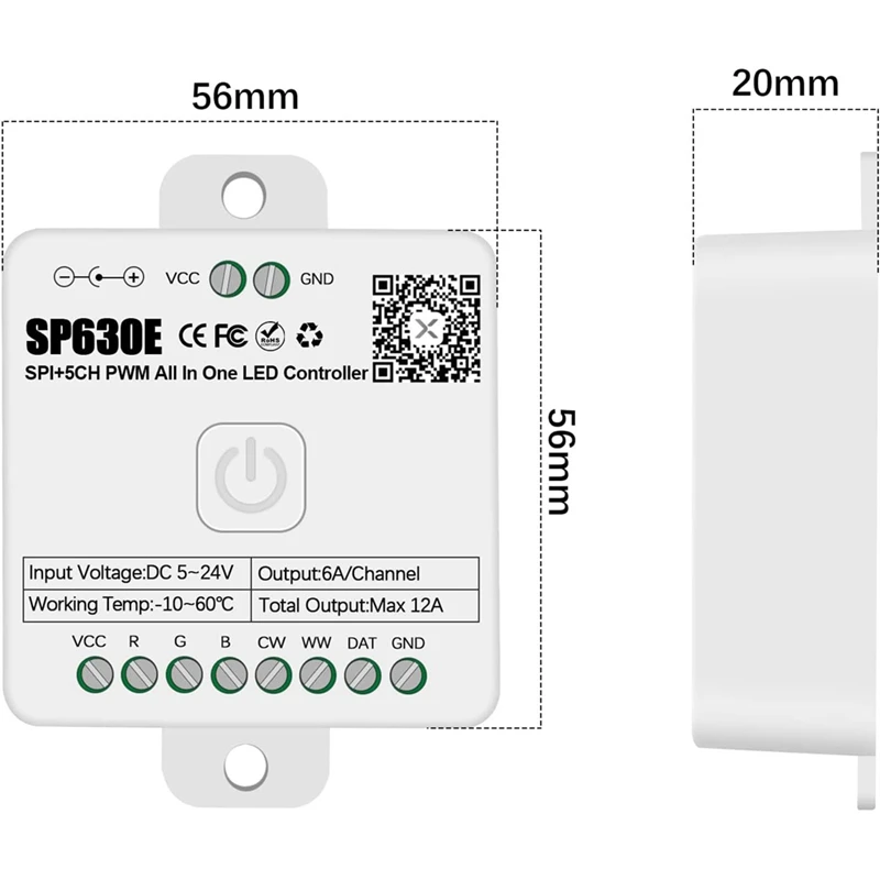 Светодиодный контроллер Rgbw Wi-Fi с поддержкой PWM, одноцветный CCT RGB RGBW RGBCCT и SPI TTL IC Chip, светодиодная лента