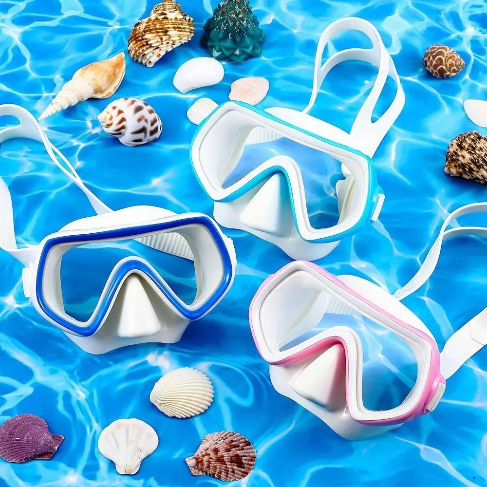 Unisex PC Glass Kids Swim Goggles with Nose Cover Anti Fog Child Diving Mask PVC Strap Wide View Pool Swim Eyewear for Youth