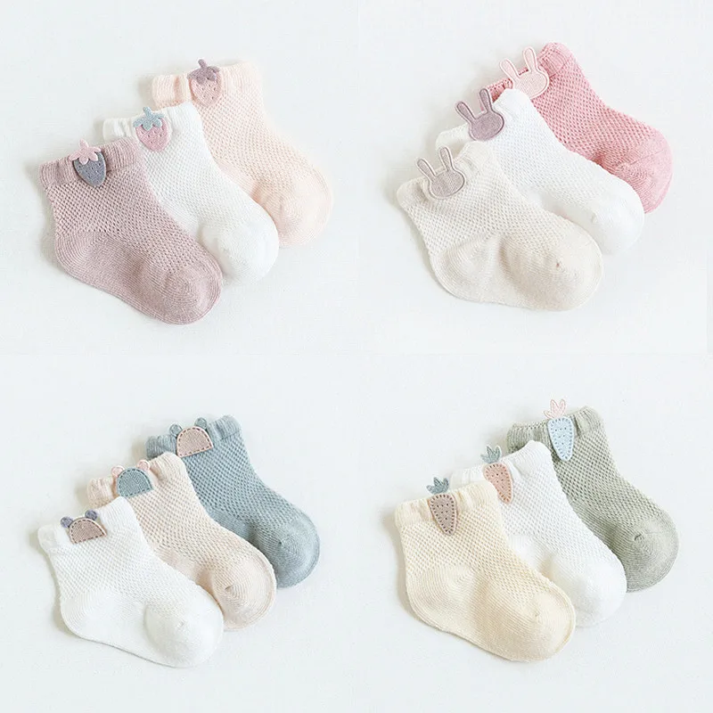 3Pairs Infant Baby Socks Summer Autumn Mesh Cute Socks Cotton Newborn Girls Boys Socks Toddler Breathable Socken For 0-3Years