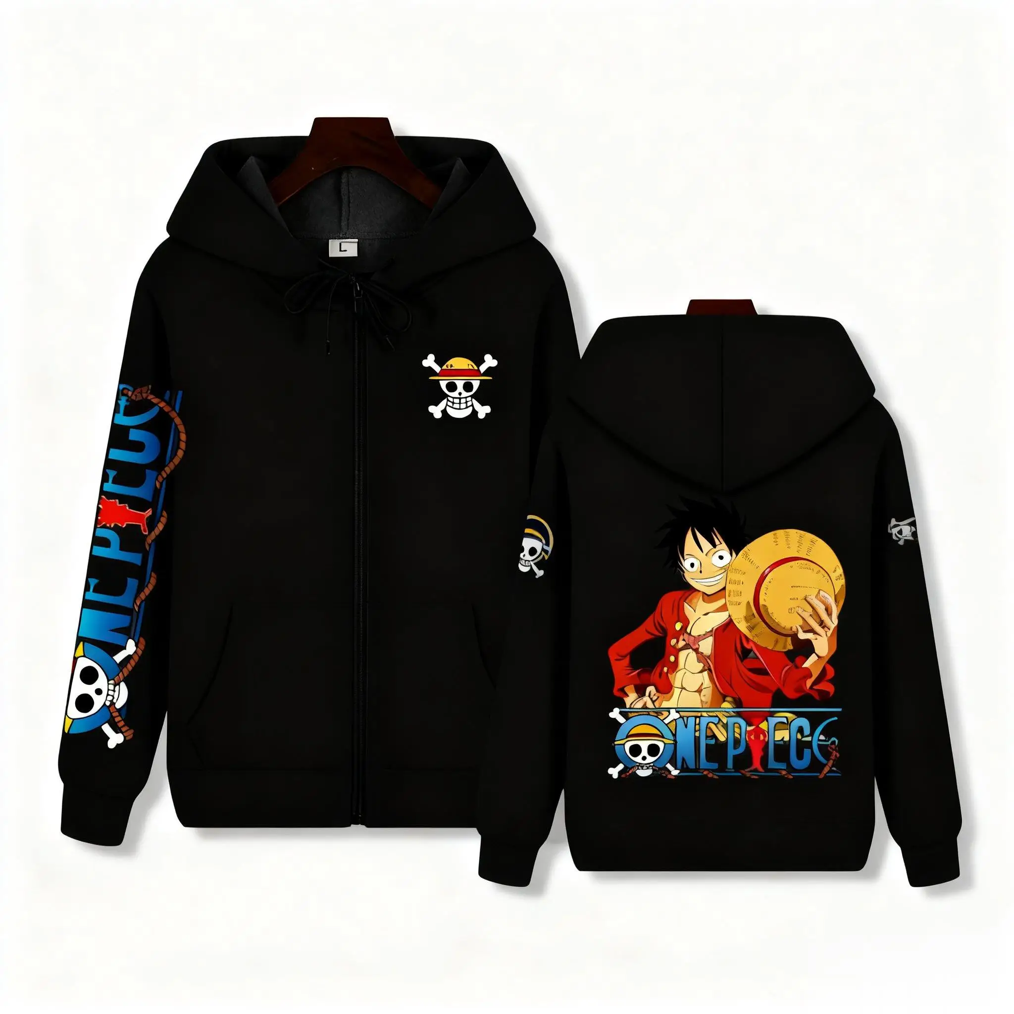 Anime pull à capuche zippé hommes femmes une pièce Luffy décontracté Streetwear Y2k automne hiver imprimé graphique à manches longues veste hauts