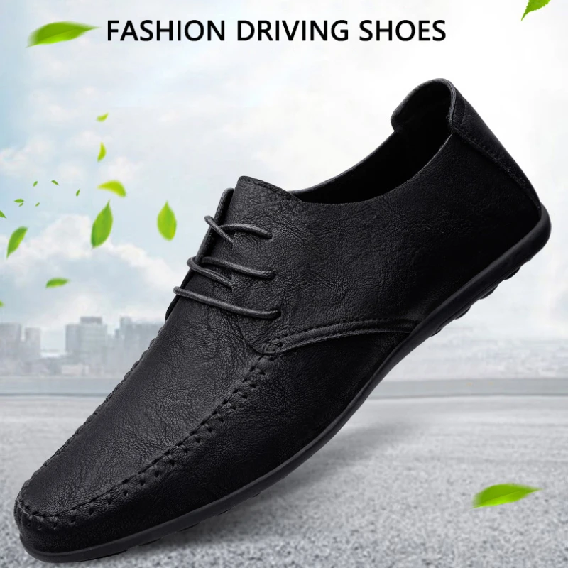 Leather Men Shoes Fashion Formal Mens Shoes Moccasins Italian Breathable Male Driving Shoes Black Plus Size Zapatos Para Hombres