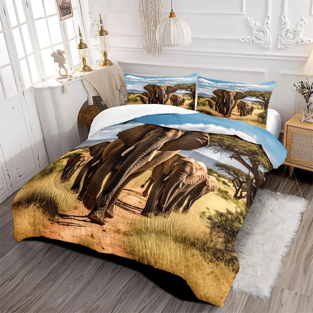 

Комплект постельного белья с принтом слона для мальчиков и девочек