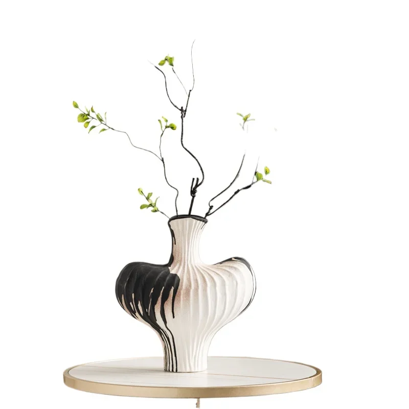 Wabi Sabi retro ceramic vase living room decoration, old rough hand-painted ceramic vase