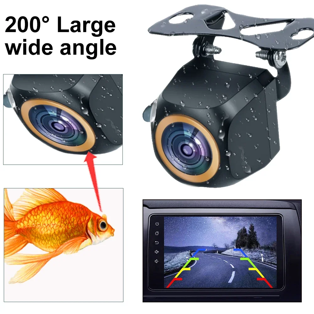 1080P For Car AHD Reverse Camera 200 Degree Fisheye Golden Lens Full HD Visione Night Vision HD Universal Vehicle Rear View