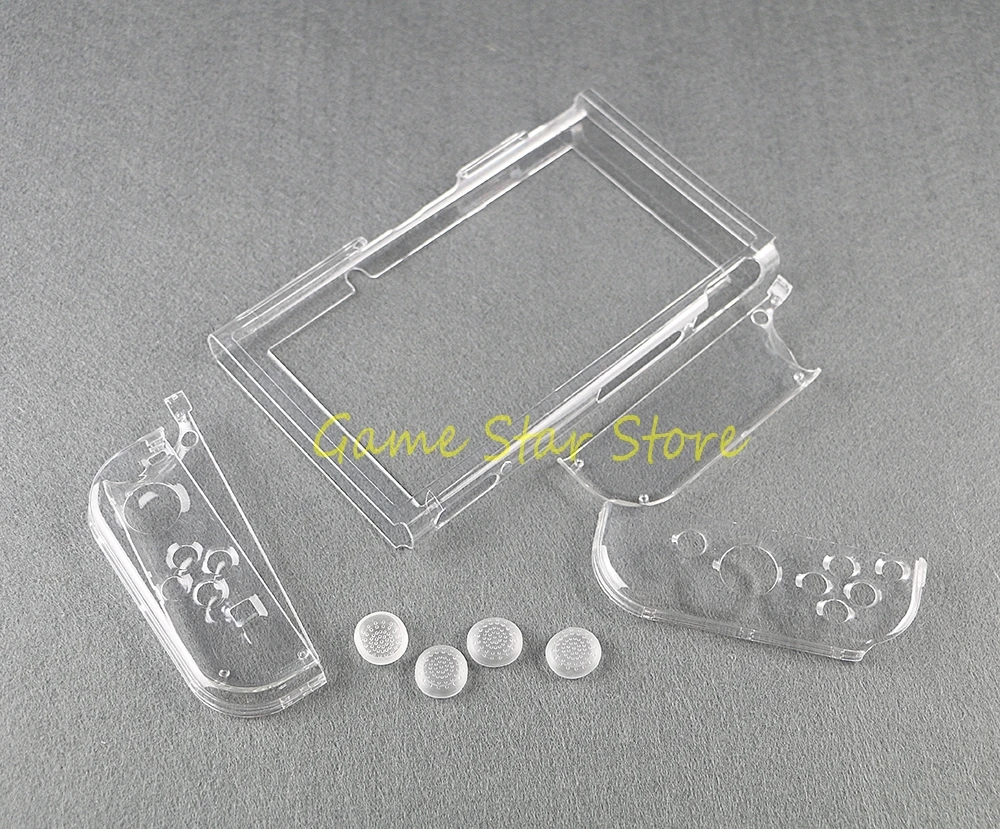 1set Replacement For Nintendo NS Switch Clear Transparent Crystal Case Protective Cover with Anti-slip Cap