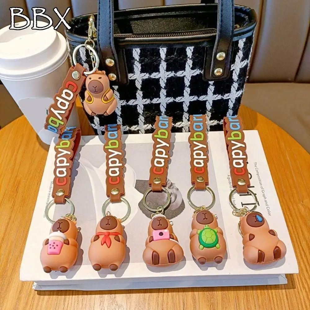 

Funny PVC Capybara Key Ring Mental Turtle Cartoon Capybara Keychain Soft Adhesive Lightweight Animal Capybara Pendant Girls