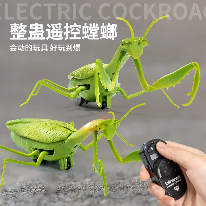 Jouet d'insecte de farce de mante de prière infrarouge de télécommande électrique simulée avec des lumières, cadeau de jouet drôle d'Halloween pour enfants, XT244