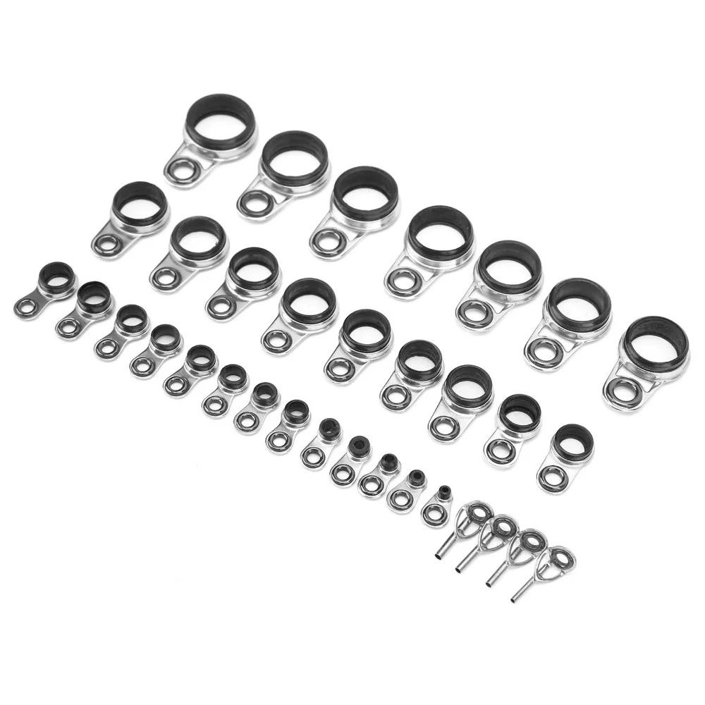 33 قطعة من أدلة صنارة الصيد المصنوعة من الفولاذ المقاوم للصدأ المتينة مع حلقة من السيراميك وأحجام متعددة للعيون وحلقة خط طوف وقضيب قابل للتعديل #2