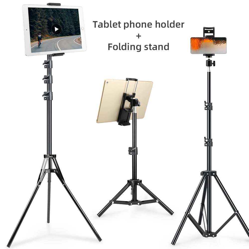 4-11 Inch Universal Tablet Phone Stand Holder Clip Tripod Adjustable Bracket Lazy Holder Bracket For Mobile Phones iPad Tablets