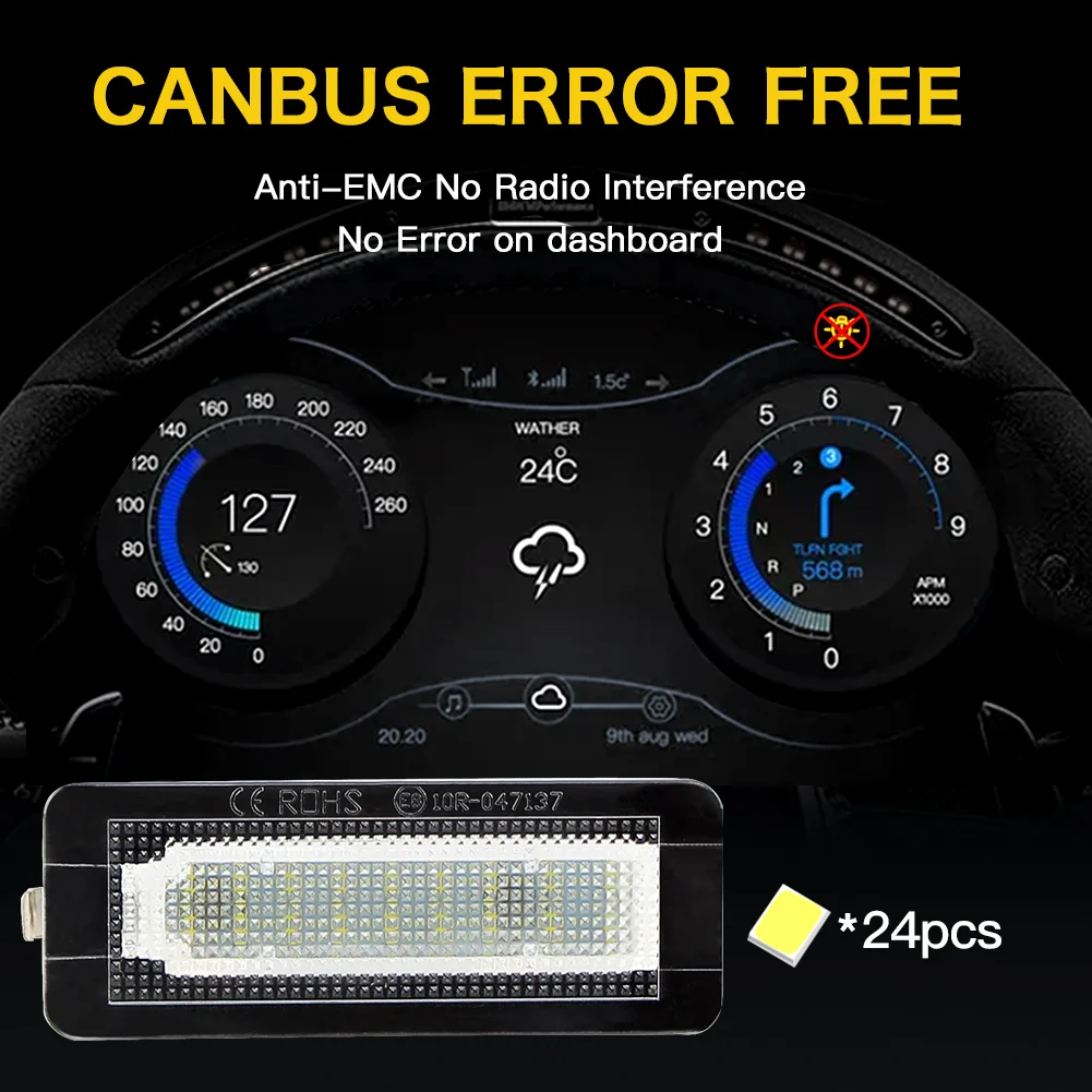2PC LED White License Number Plate Lights Lamp For Smart Fortwo Coupe Cabrio 450 451 Rear Tag Lights Tail Lamp Accessories DC12V