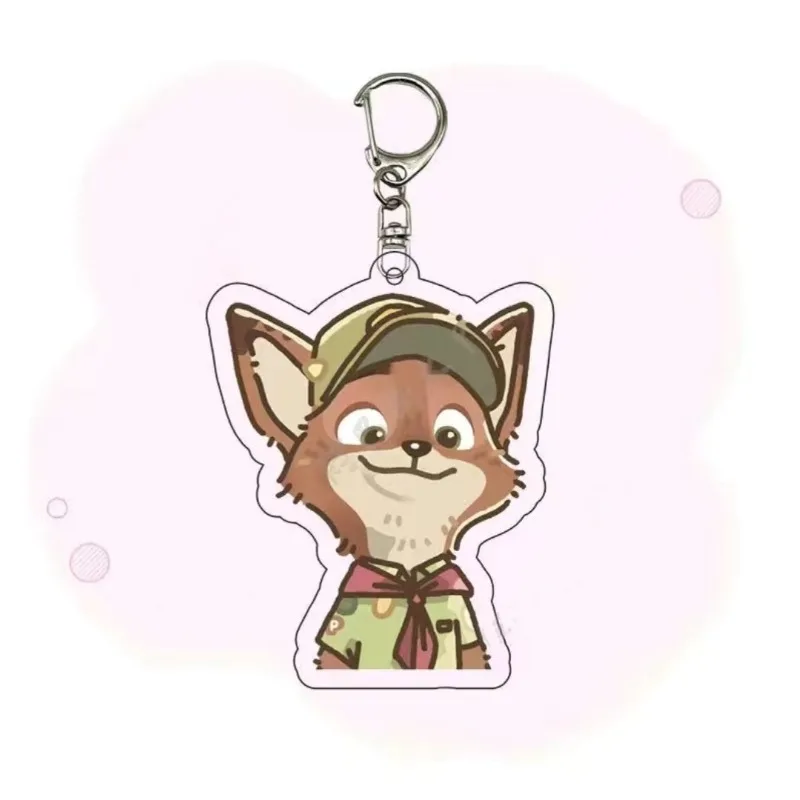 Disney Zootopia Keychain para Casais, Judy Hopps, Nick, Desenhos Animados Bonitos, Versão Q, HD, Saco De Escola De Acrílico Pingente, Presente De Corrente Por Atacado