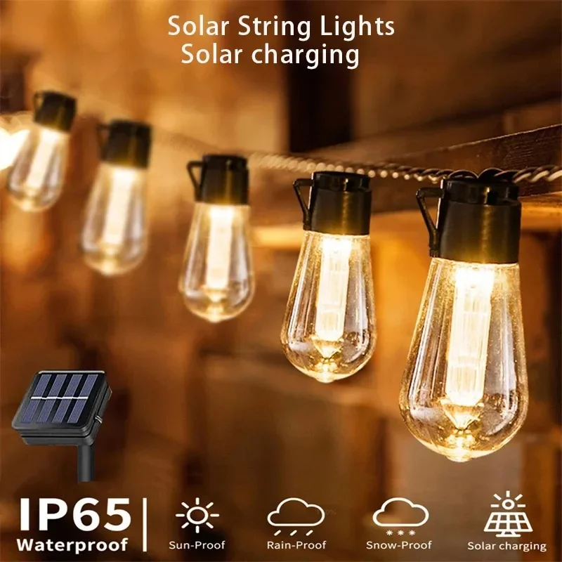 

10M 40bulbs Solar LED Fairy Light Christmas String Lights Garland Outdoor Decoration Light Bulb IP65 Waterproof Wedding Lamp