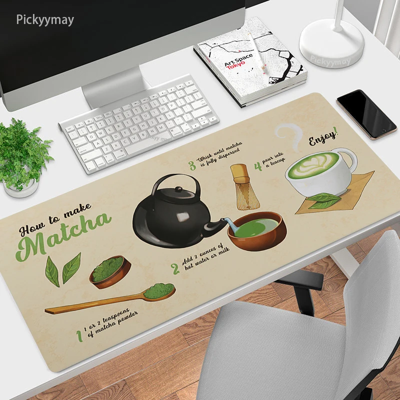Matcha Computer Mouse Pad Gaming Mousepad Kawaii Large MouseMat Gamer XXL Mause Carpet PC Desk Mat Keyboard Slipmat Overlock