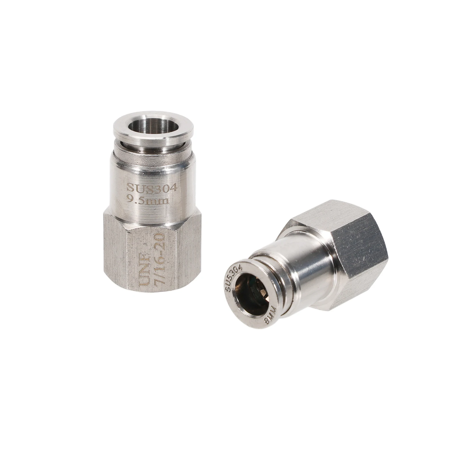 All Stainless Steel 8/9.5mm Push In to 7/16