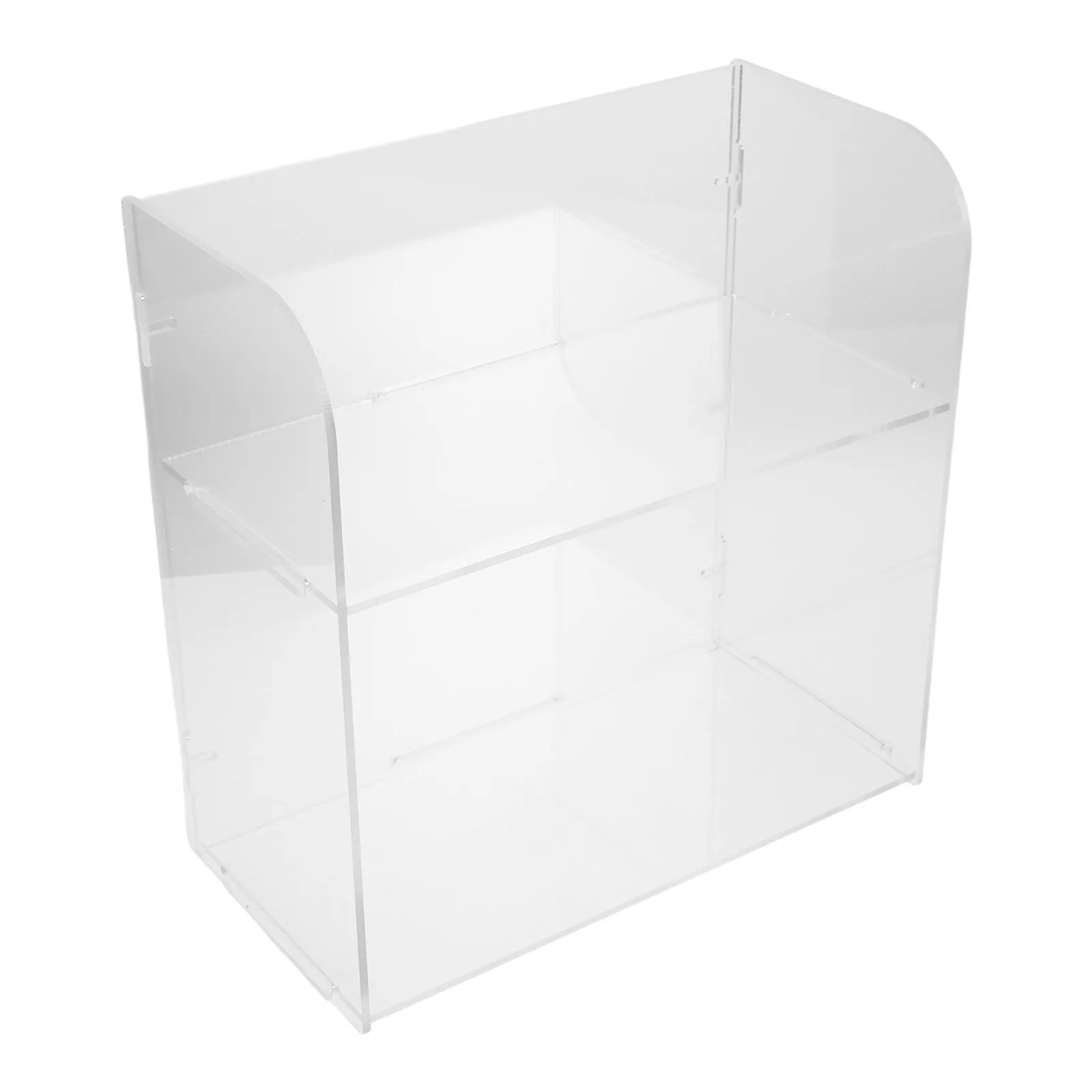 صندوق منظم مكياج من الأكريليك الشفاف مكون من طبقتين بتصميم بسيط للعناية بالبشرة ومنتجات التجميل لتخزين سطح المكتب على سطح المكتب