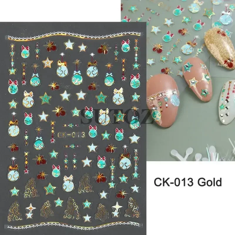 คริสต์มาสเล็บสติกเกอร์คริสต์มาส Breath เล็บองค์ประกอบคริสต์มาสกลับกาวการ์ตูนความงามและสุขภาพ Elk เล็บ Stic Elk