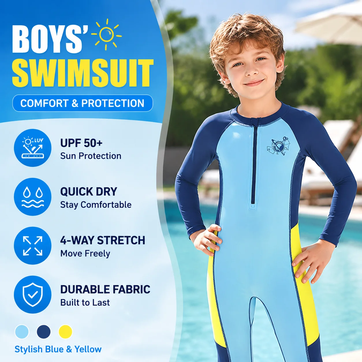 Rash Guard Long Sleeve - Jongens zwempak met lange mouwen, UV-bescherming,