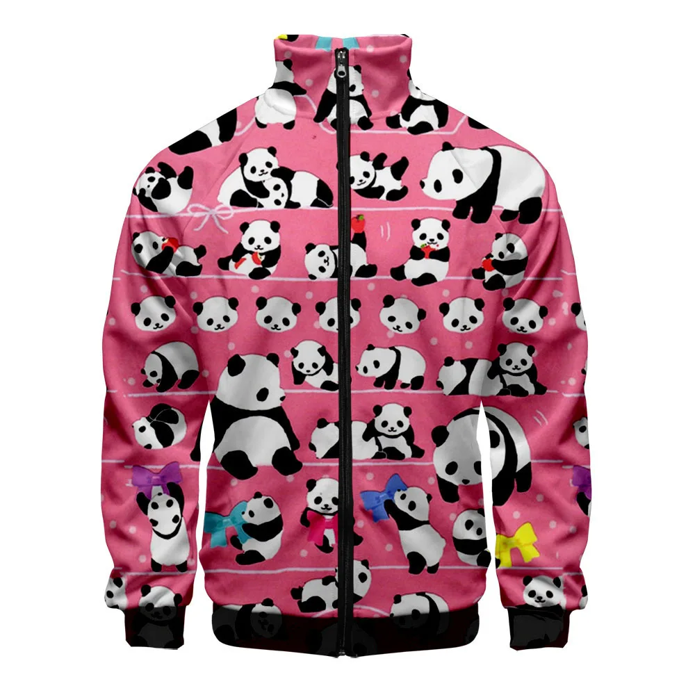 Coats Cute Panda 3D Stand Collar Hoodies Men Women Zipper Hoodie Casual Long Sleeve Jacket Clothes
