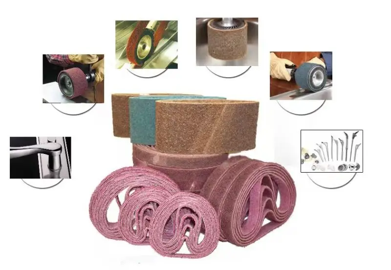 12 Stück 330/457/520 mm Vlies-Nylon-Schleifband, grob bis fein, zum Entgraten von Edelstahl-Metallstreifen – Detail 2