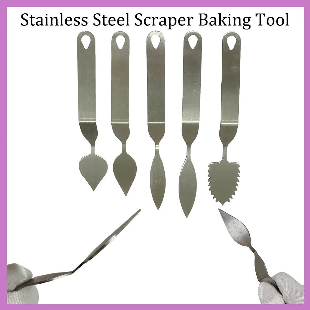 Stainless Steel Scraper Baking Tool Chocolate Leaf And Feather Dessert Tool For Making Mousse Cake Decoration