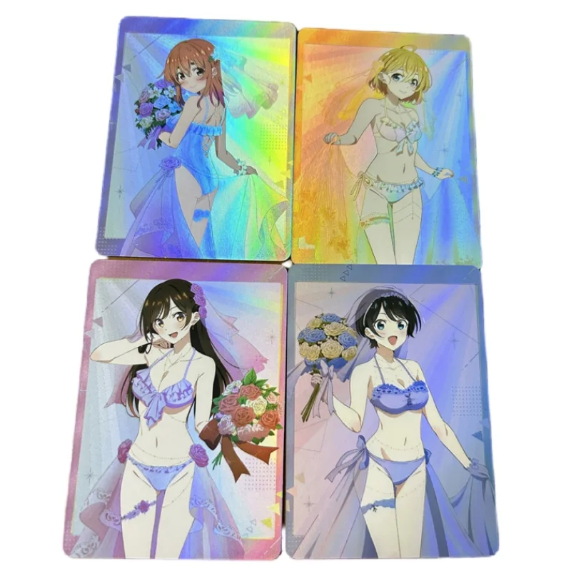 4Pcs/set Acg Girls Card Rent-A-Girlfriend Sakurasawa Sumi Refraction Flash Card Self Made Anime Game Characters Collection Cards