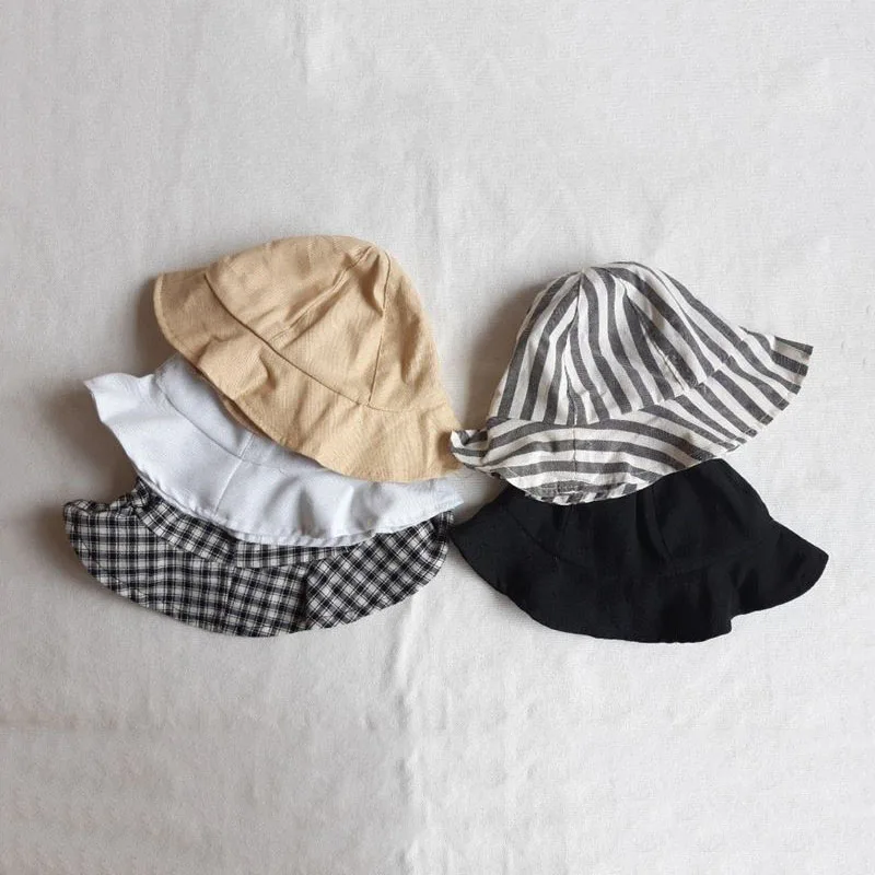 

2023 Baby Bucket Hats Summer Spring Baby Girl Boys Fisherman Caps Cotton Linen Korea Style Kids Sun Hats Baby Accessories Caps