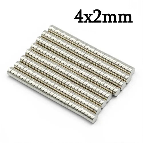 Imán de neodimio redondo súper fuerte de 4mm x 2mm, imanes potentes N35, pequeño imán magnético permanente para refrigerador NdfeB 4x2