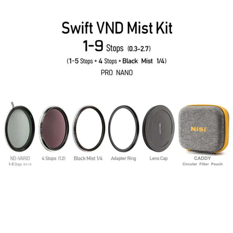 ポートレート、写真カメラフィルター、変数NDミラー、照合カラー、ND1-9 ND1-5、49mm、52mm、58mm、67mm、77mm、82mmのnisiコンビネーションセット