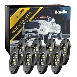 Honalia 4/6/8/12 pods LED Rock Light White 6000K IP68 with Switch Car Underglow Chassis Light for Offroad Truck SUV ATV Boat