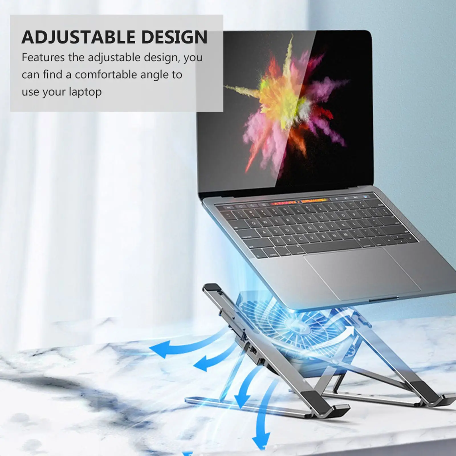 อลูมิเนียมพับทนทานพัดลมระบายความร้อนโลหะผสมแล็ปท็อปแล็ปท็อปวางRackปรับโน้ตบุ๊คRackชั้นวาง