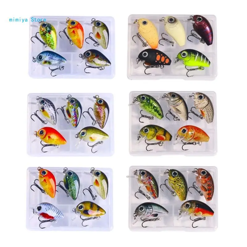 

pipi 5Pcs Plastic Fishing Baits Small Crankbait Wobbler Artificial Hard Baits Crank Baits with Tackle Box Fishing Accessories