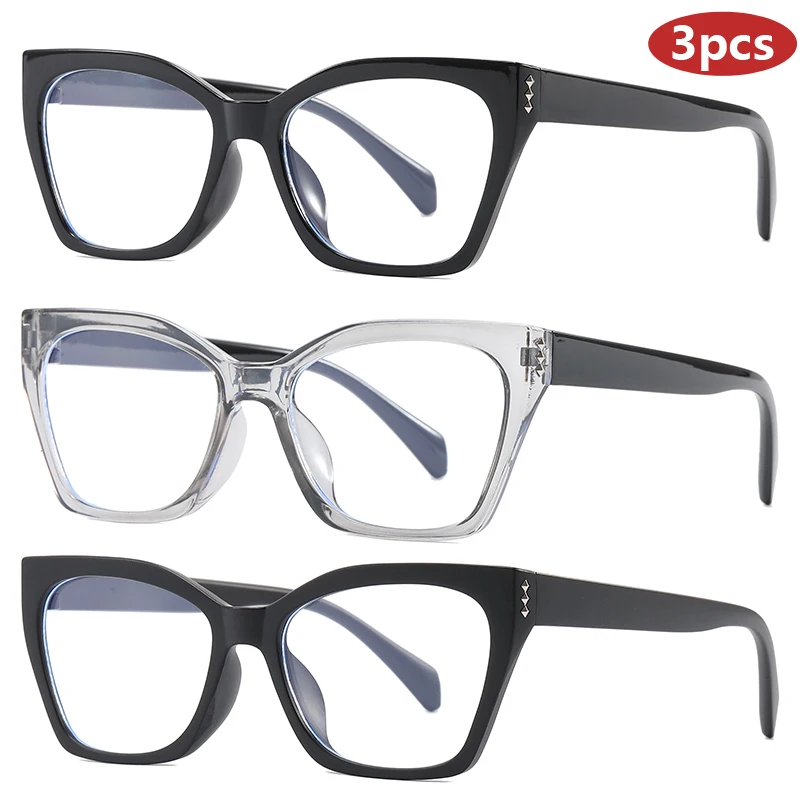 المشي لمسافات طويلة التخييم 3 قطع عين القط مكافحة ضوء النظارات الإطار النساء الرجال أزياء متعدد الألوان النظارات المضادة للضوء الأزرق مرآة مسطحة للجنسين