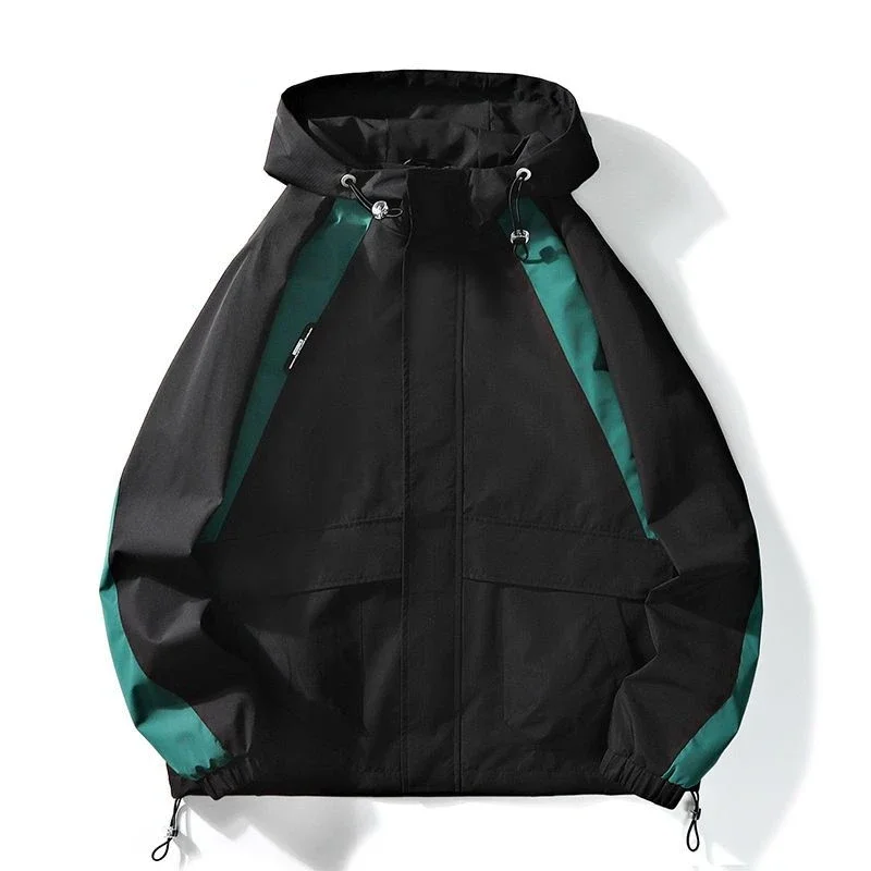 Outdoor Windproof Waterproof Jacket Men Clothing Zipper Sweatshirt Spring Autumn Loose Cargo Jacket Hooded Coats Windbreaker New