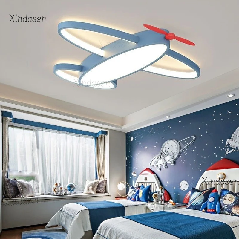 

Детские светильники для комнаты, лампы и фонари для спальни, современная креативная люстра в виде самолета для мальчиков и девочек, светодиодный потолочный светильник.