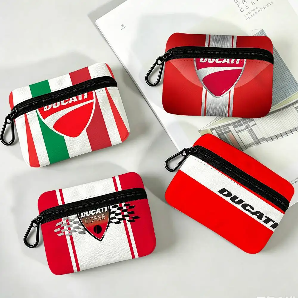 D-DucatiS Motorcycle LOGO Daily Carry Oxford Fabric Small Coin Purse Multi-use Storage Pouch For Keys Cards Coins