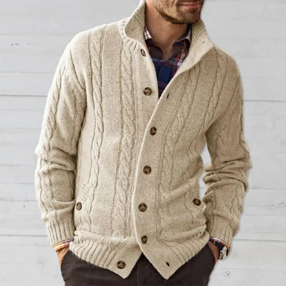 

2023 Mens Knitting Cardigan Jacket Coats Spring Autumn Slim Fit Cardigan Coat Male British Style Button Long Sleeve Men Clothing