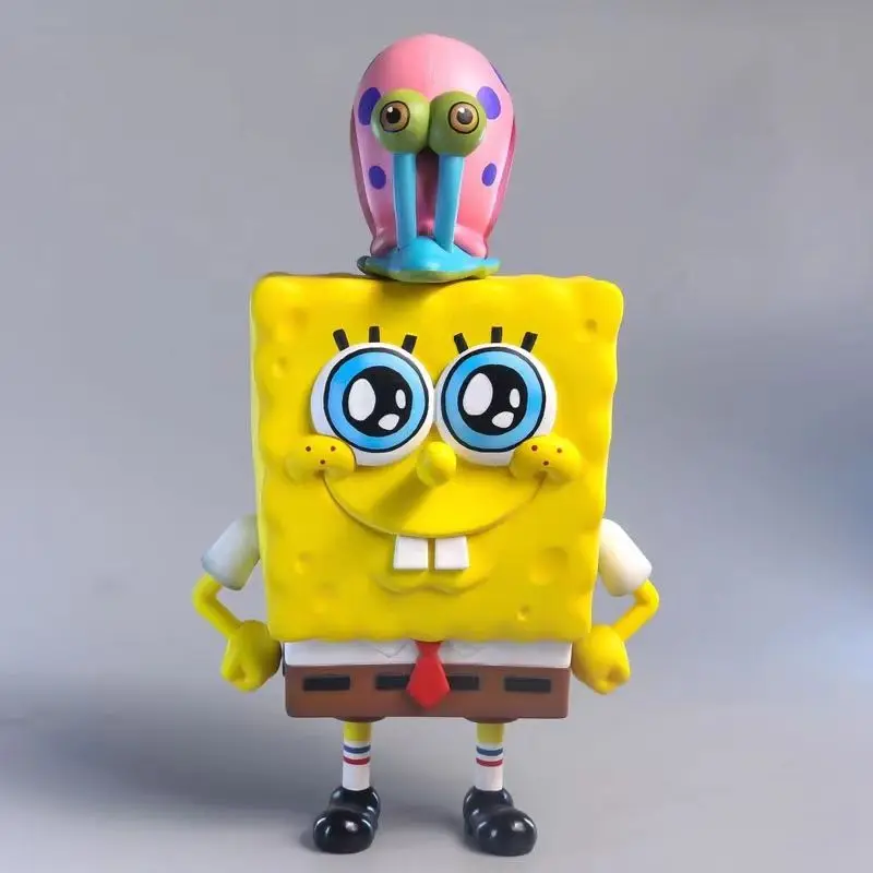 22cm Cartoon Spongebobed Square Pants Model Doll Snail Good Friend Figurine Kawaii PVC Statue Model Porch Desktop Ornaments