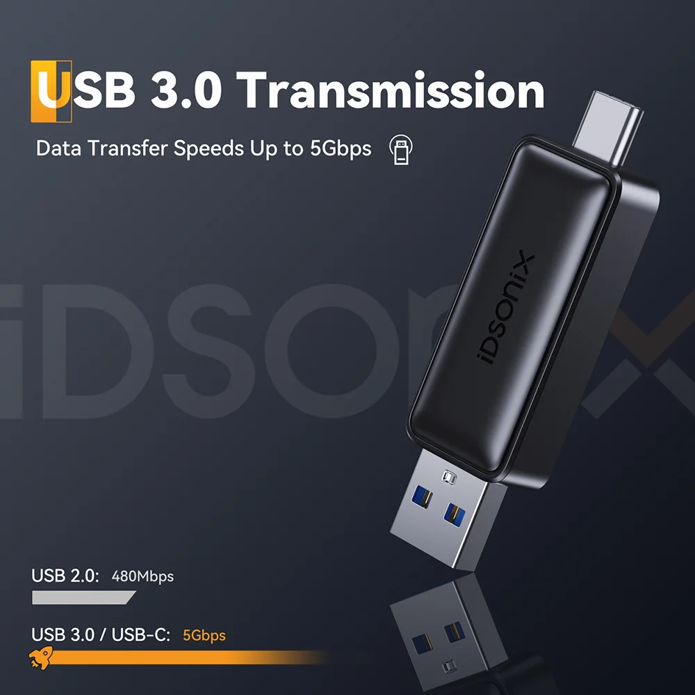 Idsonix Kartenleser USB C USB A & USB 3,0 zu SD/TF Kartenleser Adapter Unterstützung SD Micro SD 2TB Speicher karten gerät für PC Laptop