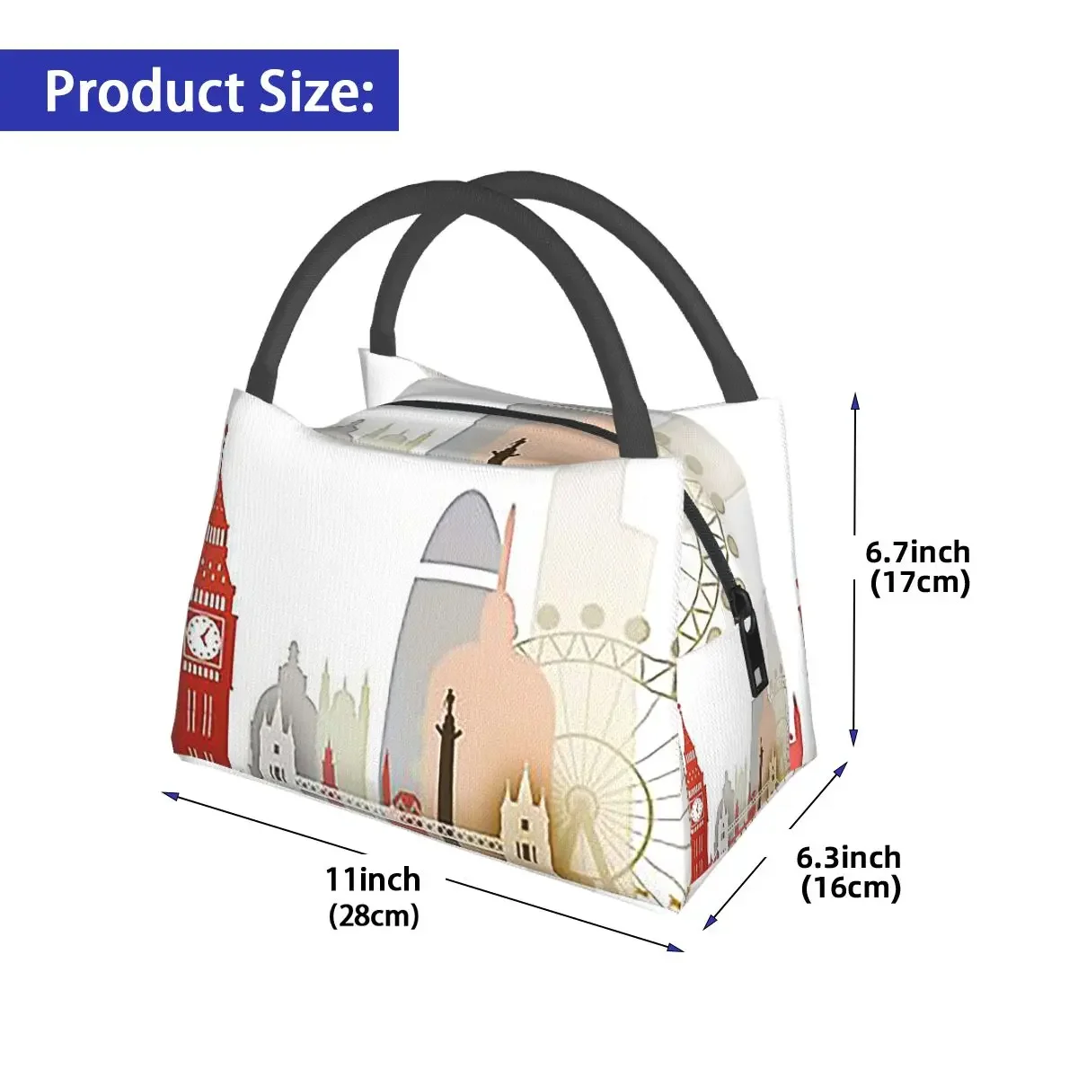 حقائب غداء لندن معزولة بينتو صندوق غداء محمول حقائب نزهة حقيبة حرارية مبرد للنساء والفتيات