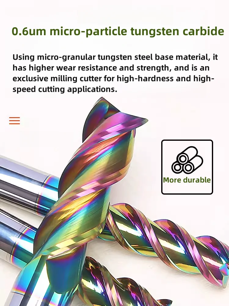 HRC60 DLC Coating End Mill for Aluminum Copper 3 Flute Tungsten Carbide Milling Cutter CNC Machining Router Tool D3 4 5 6 8 10MM