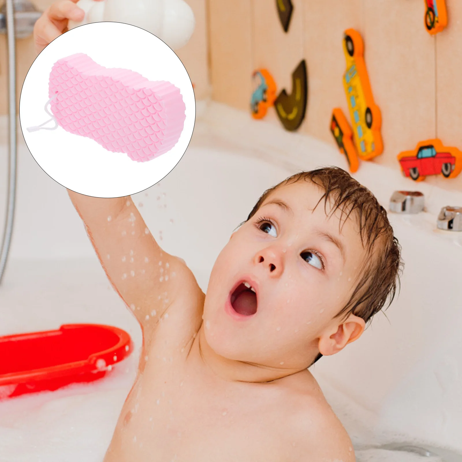 

4Pcs Bath Sponge Kids Supple Double-Sided Body Scrubbers Soft Baby Bathing Sponges Lightweight Portable Exfoliating Shower Tools