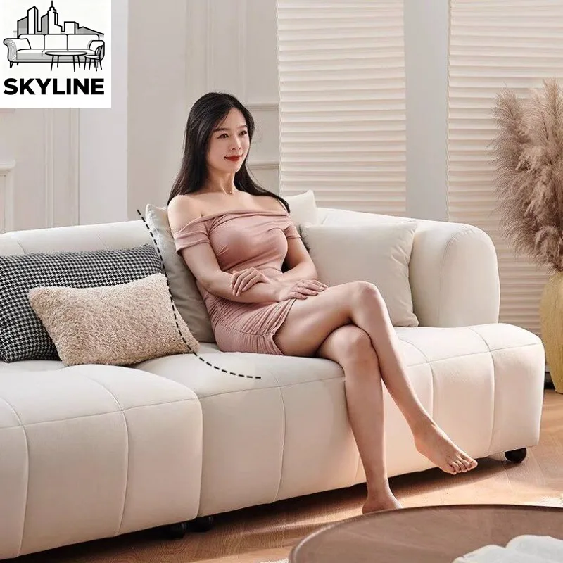 Minimalist Bread Straight Sofa for Small Apartment Clothing Store Beauty Salon Homestay