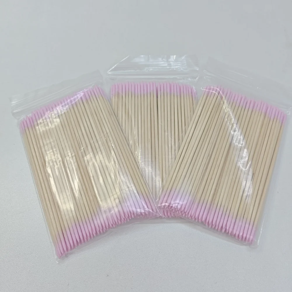 100/300/500 Stück Einweg-Ultrakleine Baumwoll-Wattestäbchen Fusselfreie MicroWood Make-up-Pinsel Wimpern-Tattoo-Reinigung, Tattoo-Zubehör