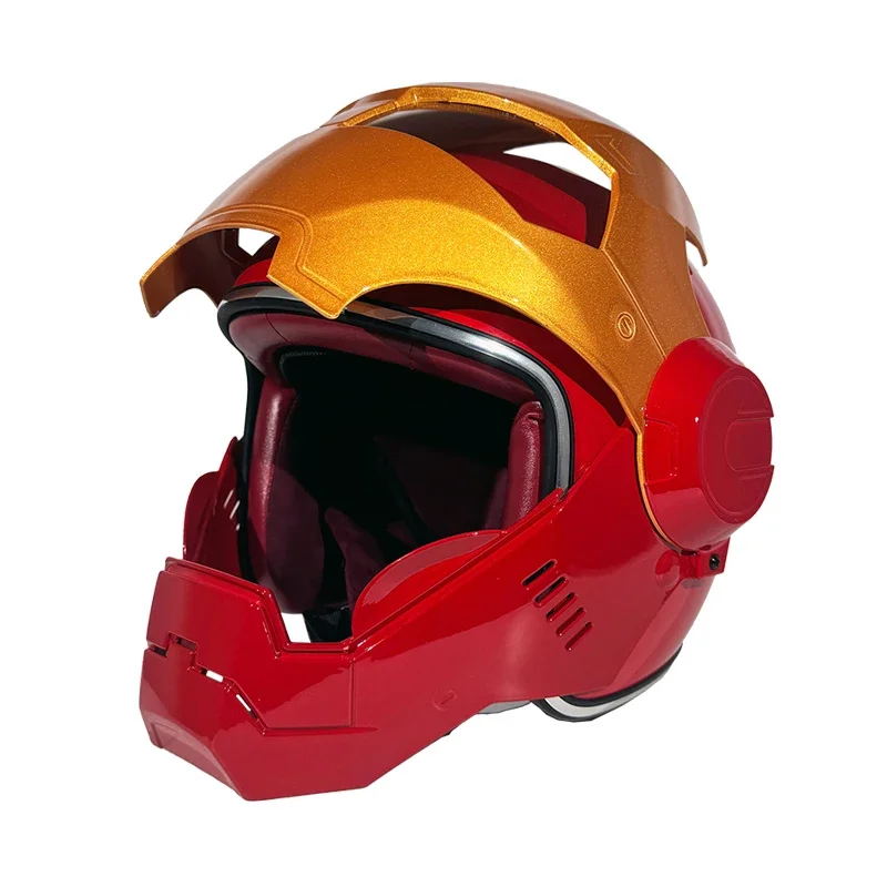 خوذة دراجة نارية كلاسيكية كاملة الوجه من ترانسفورمرز - تصميم عتيق قابل للطي للرجال - معدات ركوب جرافيك خفيفة الوزن