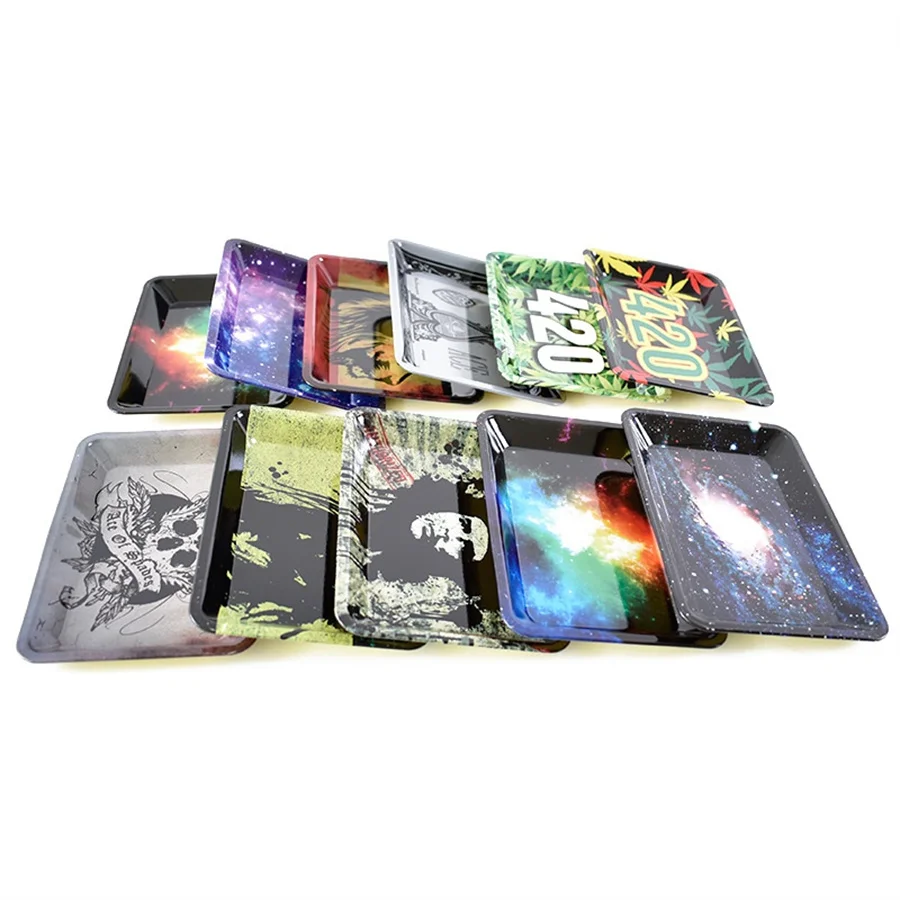 

Smoking Accessories Metal Rolling Tray Random Color 18cm Tobacco Pipe Accessories