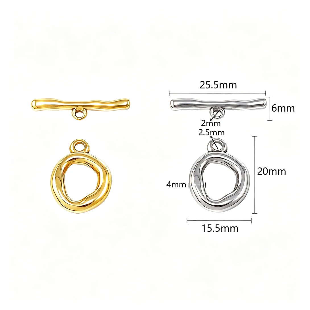 3 Sets Stainless Steel Irregular OT Toggle Clasp Bamboo T-Bar Fastener Gold Silver For Pearl Necklace Bracelet DIY Jewelry Gift