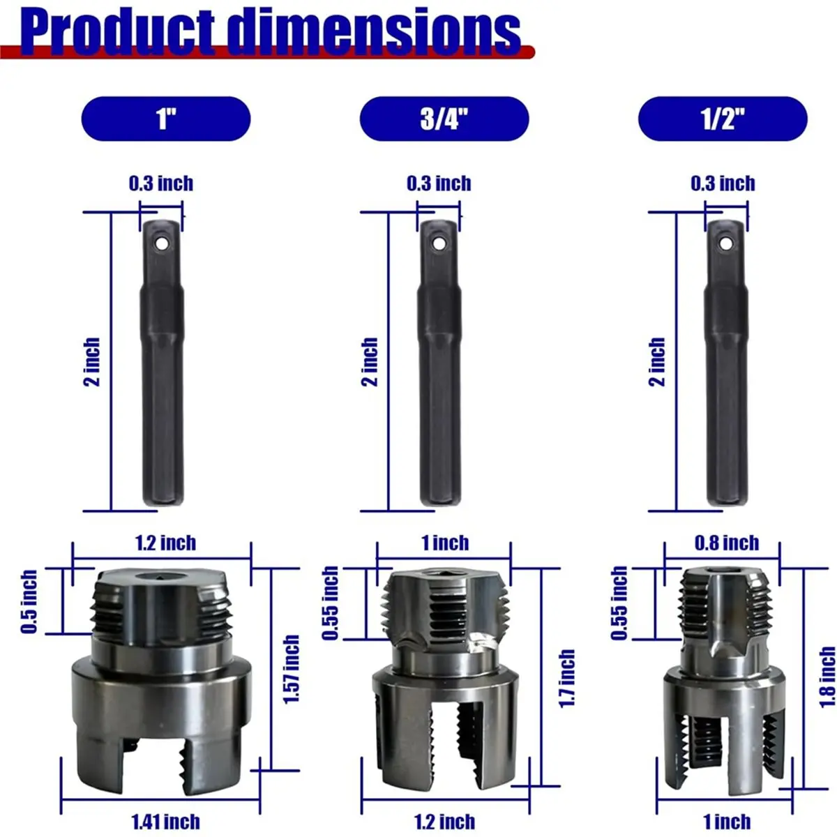 (A02R] 3 Pcs Internal & External Pipe Threading Tool for 1/2