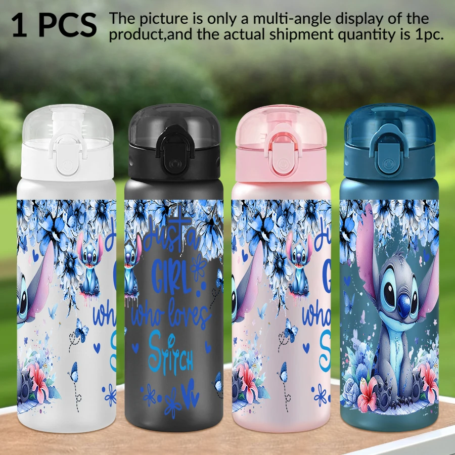 

1Pc Disney Stitch Floral Pattern 26oz Plastic Water Bottle Outdoor Sports Water Cup Birthday/Homecoming Gift